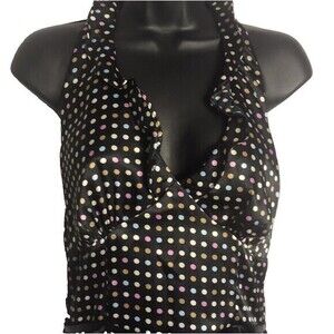 CDC‎ Woman's Pink Green White Polka Dot Halter  Dress Size 8